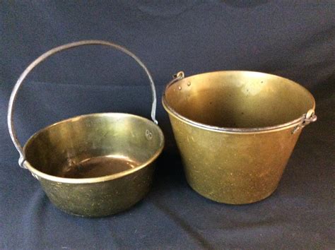 Lot Pair Of Brass Jam Pans