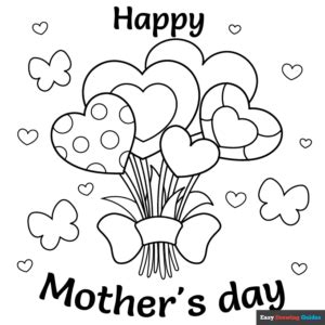 Easy Mother's Day Card Coloring Page | Easy Drawing Guides