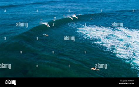Aerial Surfers Hikkaduwa Sri Lanka Stock Photo Alamy