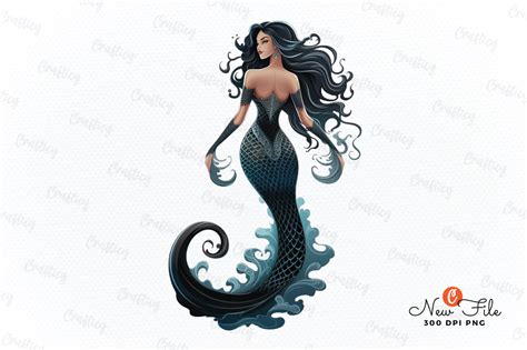 Black Cute Mermaid Watercolor Clipart Graphic By Graftify Creative