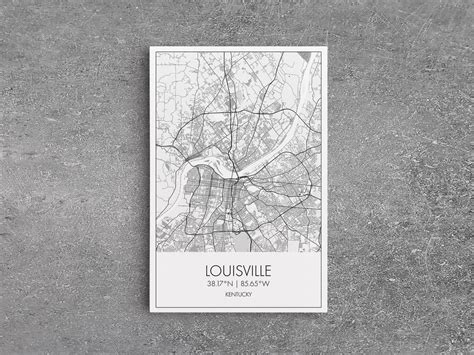 Louisville Street Map Kentucky Map City Map Art Modern Art Etsy