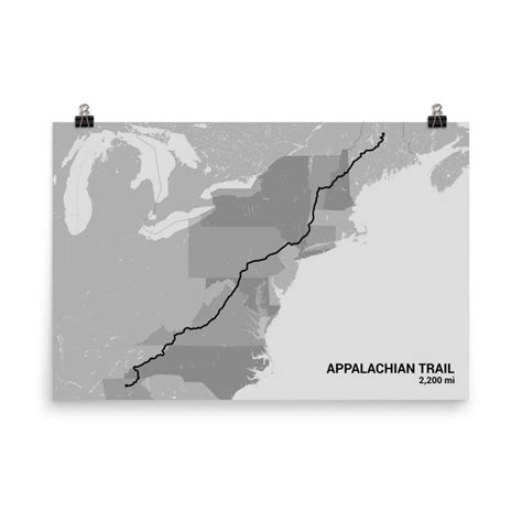 Appalachian Trail Map Appalachian Trail Poster Appalachian Etsy