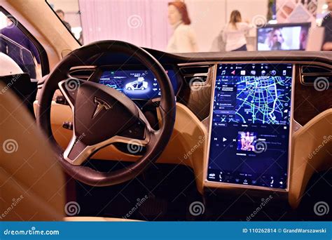 Interior of Tesla Model X 90D Car. Editorial Stock Image - Image of ...