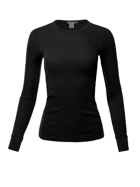 A2y A2y Womens Basic Solid Fitted Long Sleeve Crew Neck Thermal Top