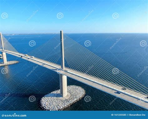 Aerial View Of Sunshine Skyway Bridge Stock Image Image Of Road