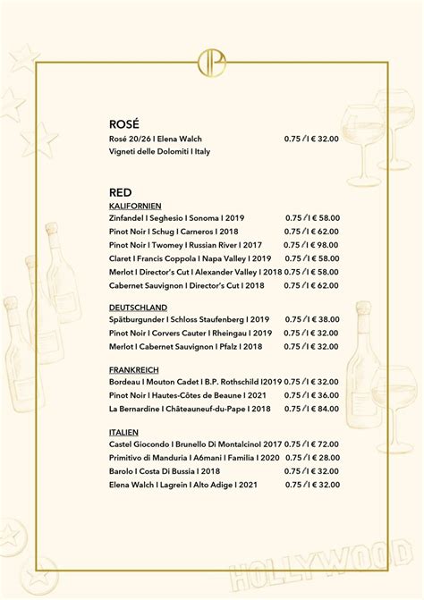 Wine Menu Gold Brown Münster