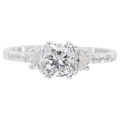 Dazzling 1 40ct Diamonds 3 Stone Ring In 18k White Gold GIA Certified