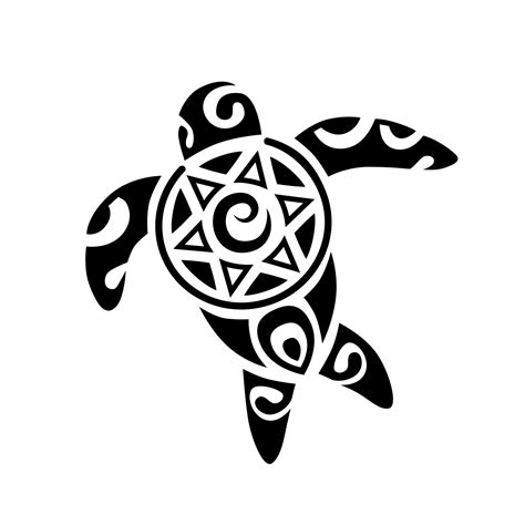 Sea Turtle In Maori Tattoo Tribal Style Black And White Sketch Or Logo