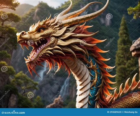 A Highly Realistic Chinese Dragon In Various Environments Stock