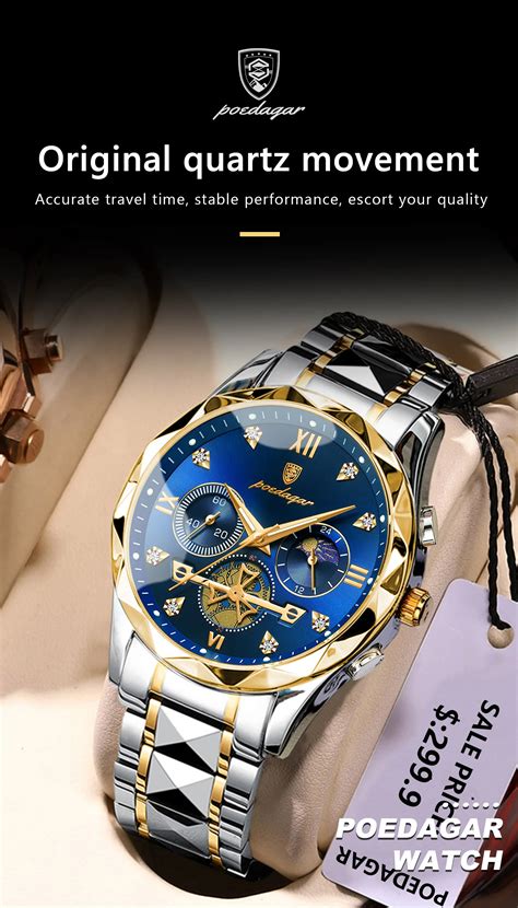 Poedagar Luxury Man Wristwatch Waterproof Luminous Chronograph Watch