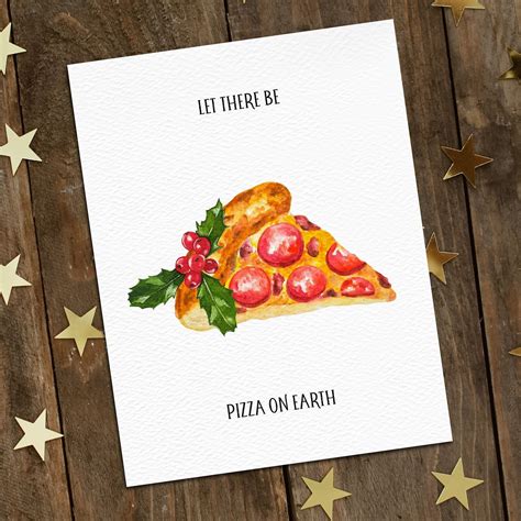 Pizza On Earth Card Funny Christmas Greeting Card Pizza Etsy