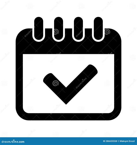 Calendar Check Mark Sign Line Icon Or Logo Date Check Concept Check