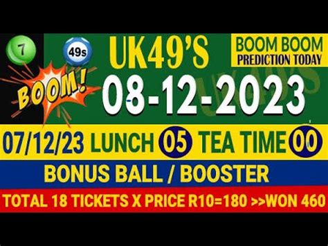 8 12 2023 UK 49s Lunch Time Tea Time Prediction UK49 Today Bonus Ball