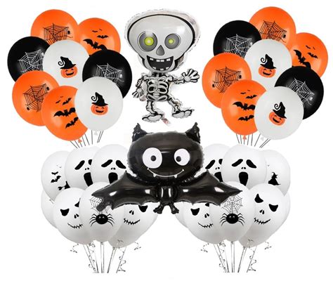 BALONY ZESTAW BALONÓW OZDOBY DEKORACJE HALLOWEEN SZKIELET NIETOPERZ