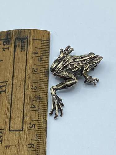 Beautiful Vintage Sterling Silver Detailed Frog Toad Brooch