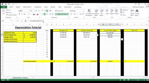 Depreciation Methods Using Excel Formulas Youtube