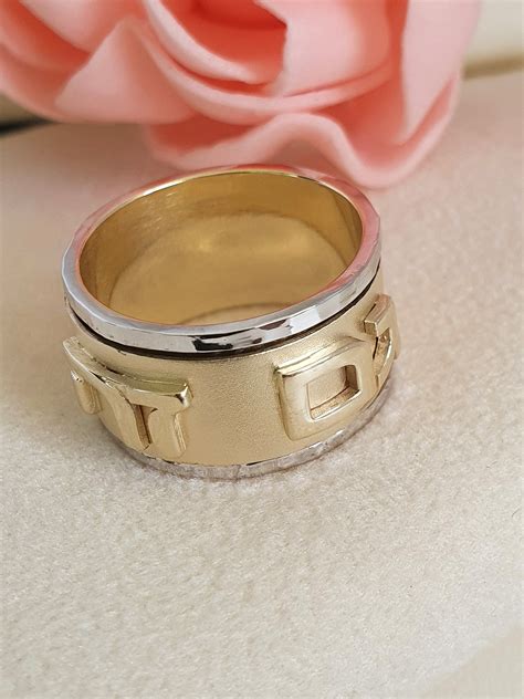 14k Gold This Too Shall Pass Ring Spinning Ring Hebrew Ring Made In Israel Etsy