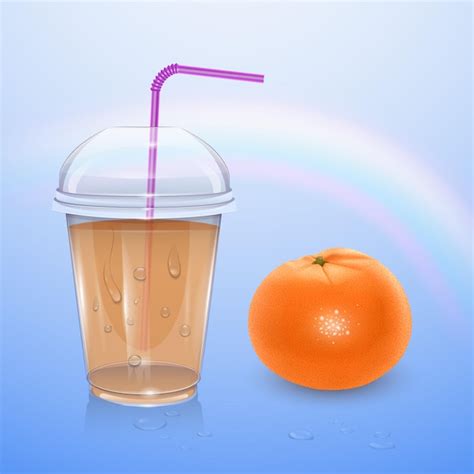 Premium Vector Filled Disposable Plastic Cup With Lid Orange Juice