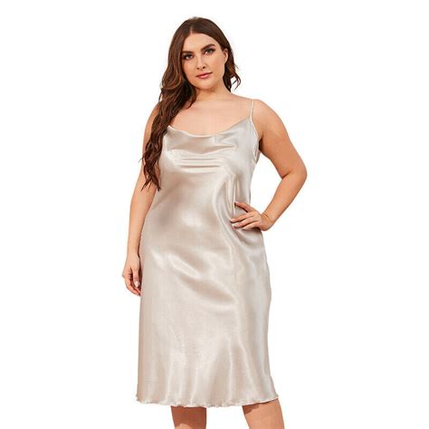 Silk Satin Cowl Neck Plus Size Nightwear Lingerie Snazzyway