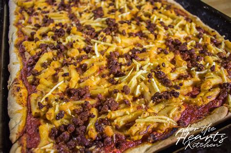 Mac N Cheese Pizza Mit Spicy Soja Granulat For The Hearts Kitchen