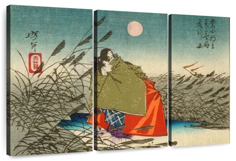 Narihira And Nijo At Fuji River Wall Art Watercolor By Tsukioka