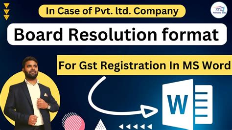 Board Resolution Format For Gst Registration In Case Of Pvt Ltd