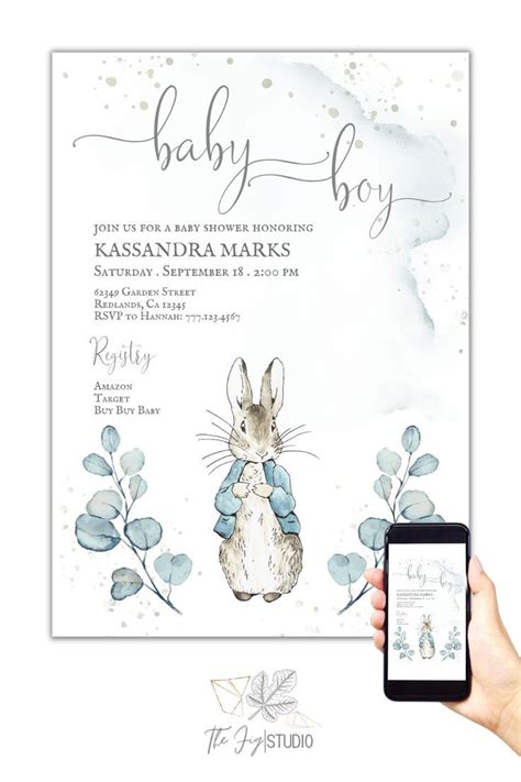 Peter Rabbit Baby Shower Invitation Baby Shower Bundle Editable