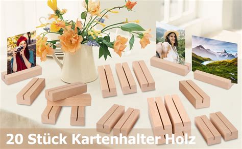 Gucass 20 Stück Kartenhalter Holz Tischkartenhalter Holz