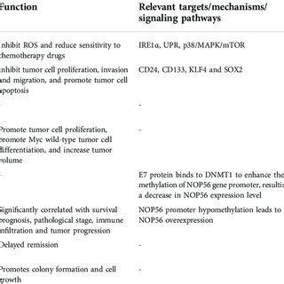 The Expression And Roles Of Nop In Different Human Cancers