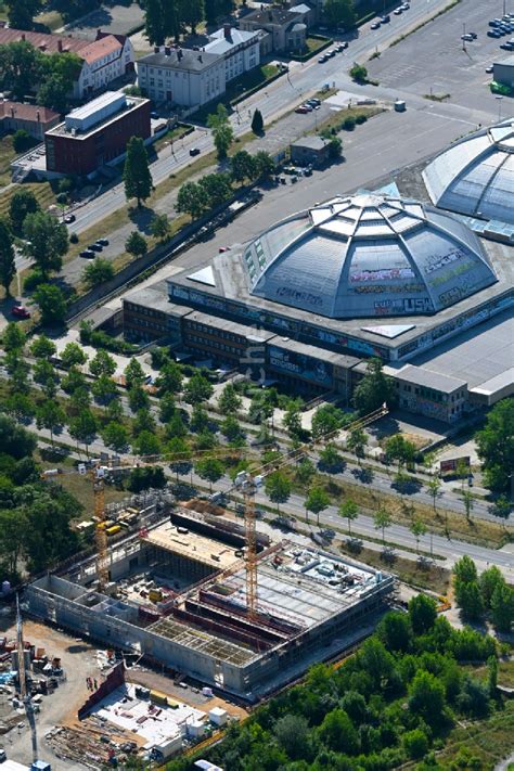 Luftaufnahme Leipzig Baustelle zum Neubau des Schulgebäudes Campus