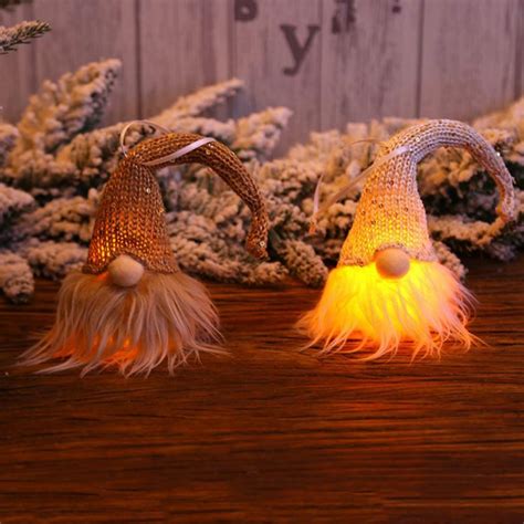 Lighted Christmas Gnome Handmade Plush Scandinavian Swedish Tomte Light Up Elf Toy Holiday