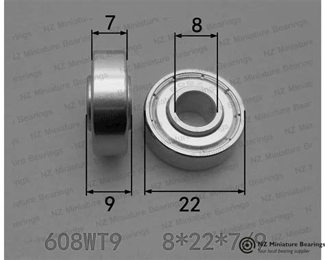 8x22x7 Mm 608 ZZ Bearing Extended