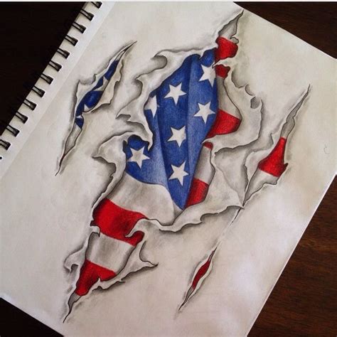 Ripped Flag Drawing