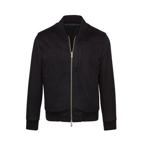 Black Wool Reversible Bomber Jacket Jhilburn