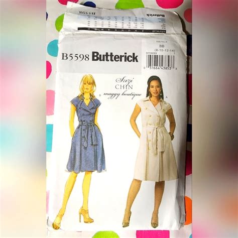 Butterick Other Butterick 5598 Double Breasted Coat Dress Sewing