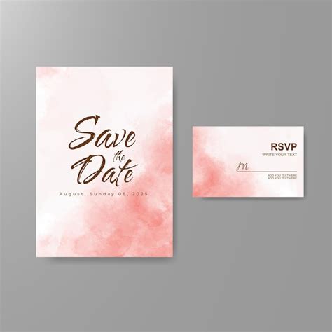 Invitation De Mariage Avec Fond Aquarelle Abstraite Vecteur Premium