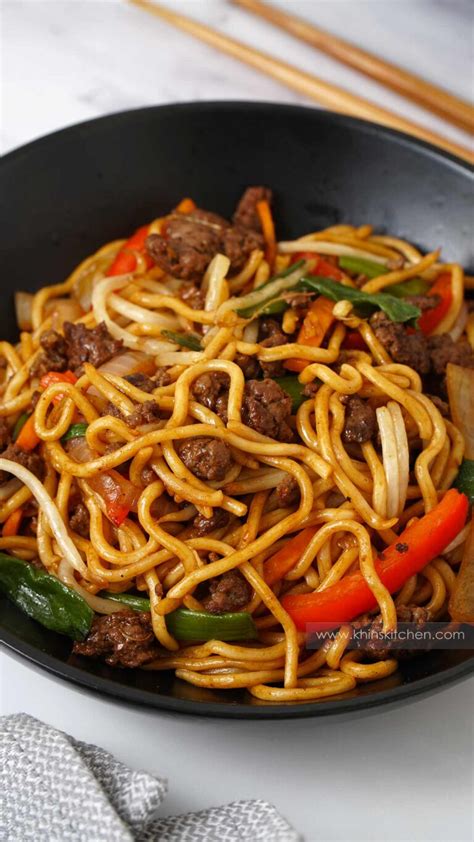 Easy Beef Chow Mein Khins Kitchen Ground Beef Noodle Stir Fry