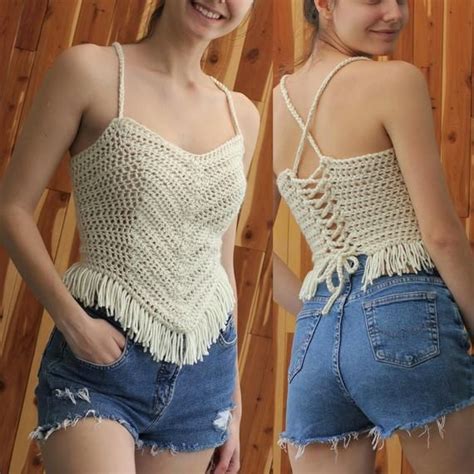 Easy Crochet Pattern Pdf Patron Crochet Dalida Crop Top Etsy Espa A