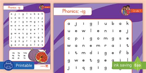 Grade 1 Phonics Ig Wordsearch Teacher Made Twinkl