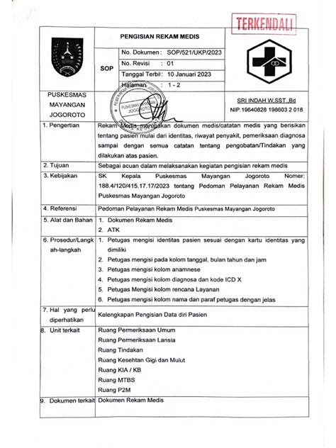 Sop Pengisian Rekam Medis Pdf