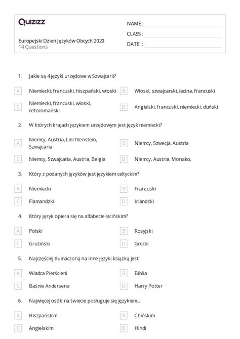 Ponad Niemiecki Arkuszy Roboczych Dla Klasa W Quizizz Darmowe I