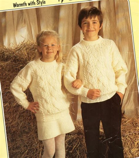 Childrens Aran Sweater Skirt Knitting Pattern Pdf Childs Cable Etsy