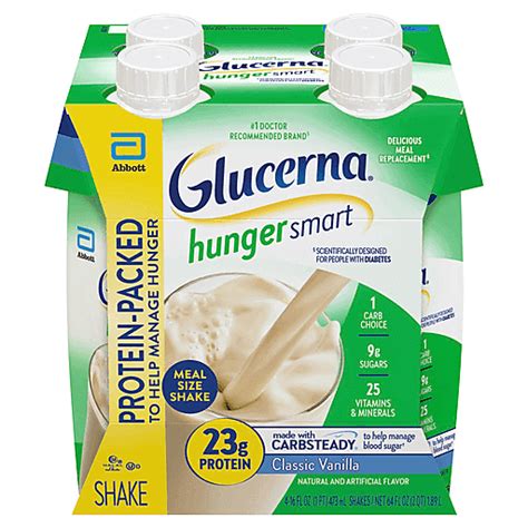 Glucerna Shake Classic Vanilla Meal Size 4 Ea Drinks And Shakes