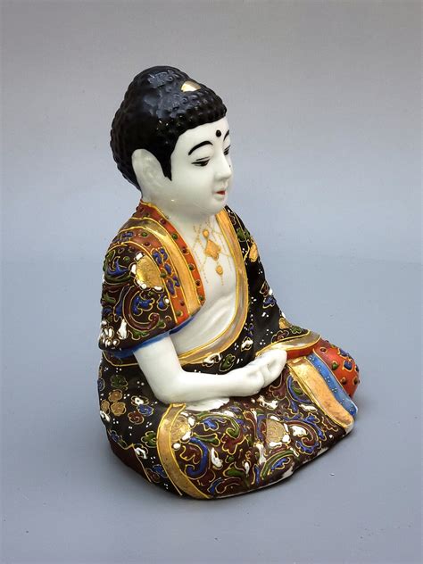 Vintage Satsuma Japaneseasian Buddha Porcelain Figurine Ca Etsy