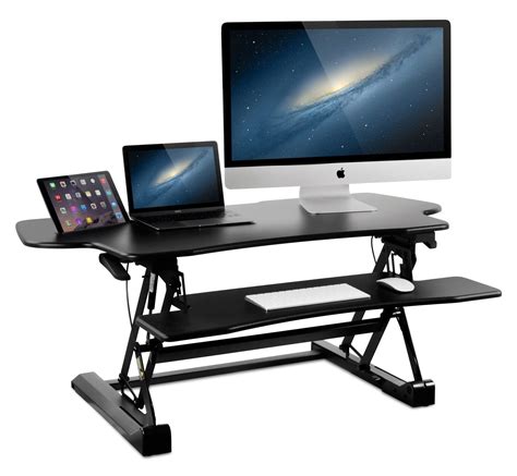 Mount It Height Adjustable Standing Desk Converter Wide Tabletop