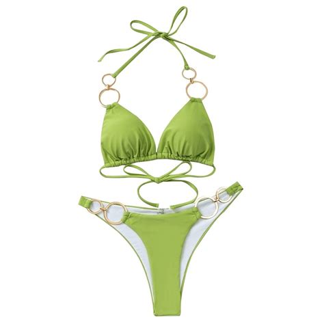 Custom Fashion Custom Bikini Set With Metal Ring For Women Bathing Suit Maker
