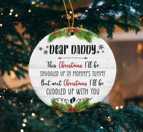 Dear Daddy Ornament Pregnancy Announcement Personalized Christmas