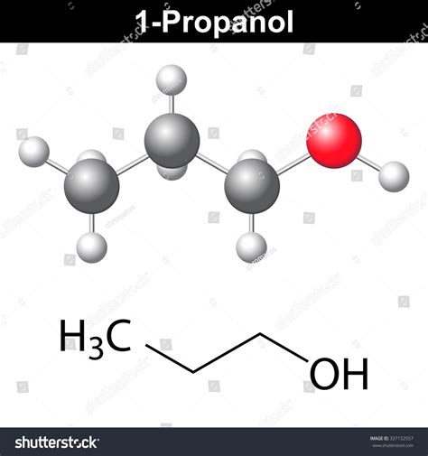 Propanol 1propanol Structural Chemical Formula Model Stock Illustration