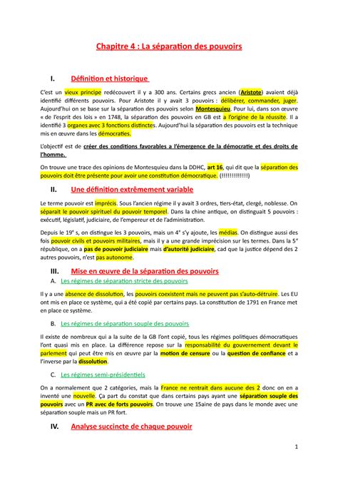 Chapitre La S Paration Des Pouvoirs Chapitre La S Paration Des