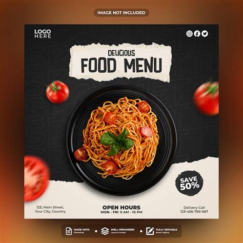 Premium Psd Delicious Food Menu Social Media Post Template